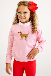 Isabelle's Intarsia Sweater Hamptons Hot Pink with Dog
