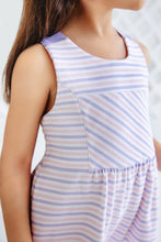 Load image into Gallery viewer, Reagan Romper- Lauderdale Lavender And Palm Beach Pink Stripe