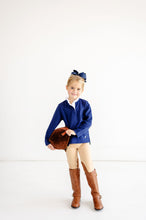 Load image into Gallery viewer, Ramsey Rugby Shirt Ruffle Collar Nantucket Navy &amp; Worth Avenue White