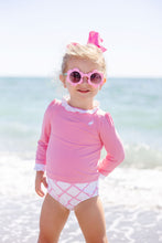 Load image into Gallery viewer, Winnie&#39;s Wave Spotter Swim Hamptons Hot Pink with Worth Avenue White UPF