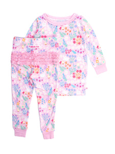 Toddler Girls Bunny and Friends Bamboo Viscose Ruffle Long Sleeve Pajama Set