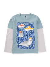 Load image into Gallery viewer, Smokey Blue Seal Layered Graphic Tee