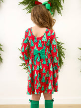 Load image into Gallery viewer, Girls O Christmas Tree Knit Long Sleeve Twirl Dress