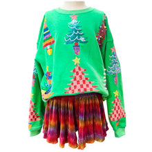 Load image into Gallery viewer, Kids Green Colorblock Trees Sweatshirt