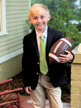 Load image into Gallery viewer, Football Print Green Child Tween Necktie