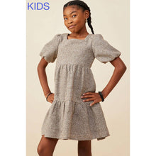 Load image into Gallery viewer, Girls Square Neck Textured Knit Sleeve Dress