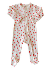 Load image into Gallery viewer, White Strawberry / Organic Pointelle 2-Way Zip Footie