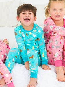 Boys Puppy Playtime Bamboo Viscose Long Sleeve Pajama Set