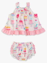 Load image into Gallery viewer, Baby Girls Birthday Cake Party Knit Swing Top &amp; Bloomer Set