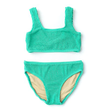 Load image into Gallery viewer, Green Crinkle Sporty Two Piece Bikini