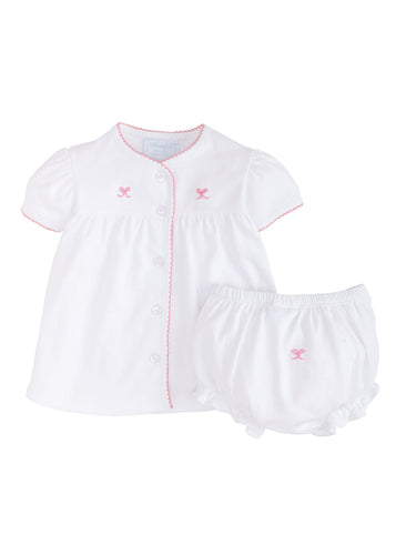 Bow Pinpoint Layette Knit Set