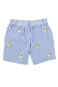 Seersucker Short With Embroidered Submarines