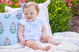 Blue Bow Bouquet Smocked Bishop Bubble