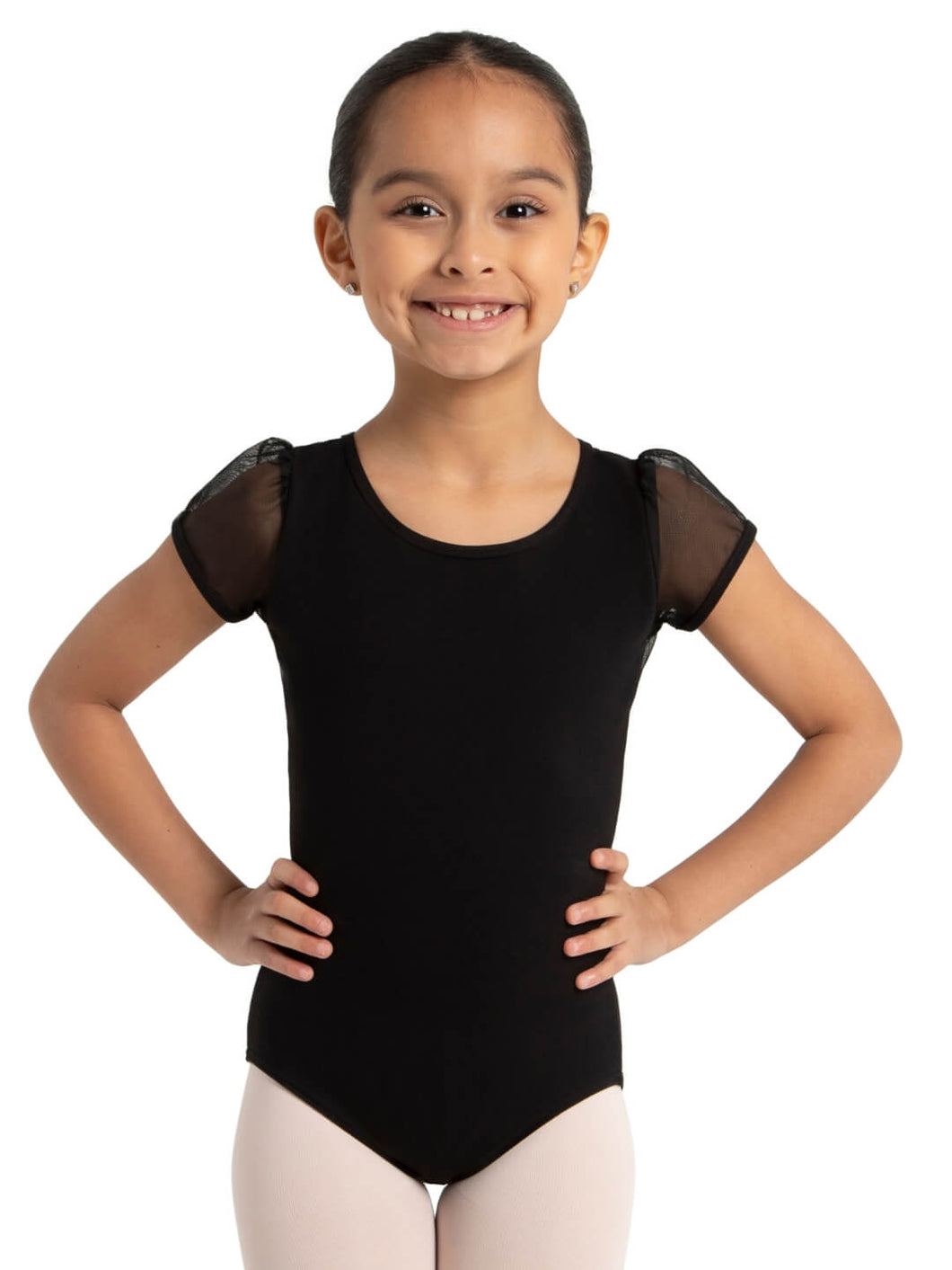 Black Puff Sleeve Keyhole Back Leotard