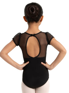 Black Puff Sleeve Keyhole Back Leotard