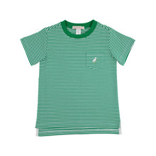 Load image into Gallery viewer, Carter Crewneck Kiawah Kelly Green Stripe with Multicolor Stork