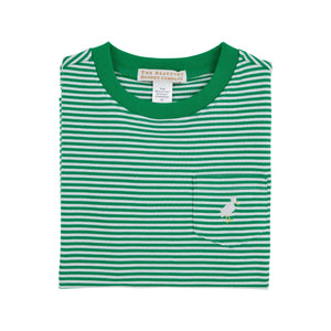 Carter Crewneck Kiawah Kelly Green Stripe with Multicolor Stork