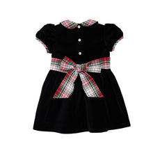 Load image into Gallery viewer, Cindy Lou Sash Dress Velveteen Newport Night/Keene Place Plaid