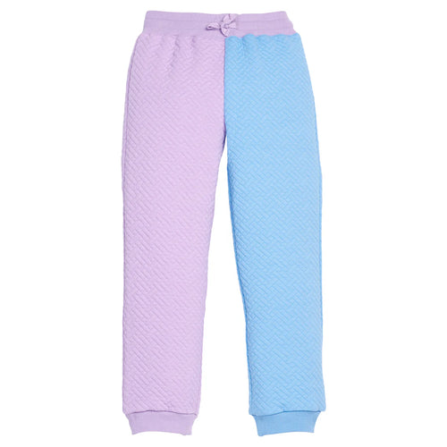Color Block Jogger- Lavendar & Blue Quilted Trellis
