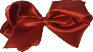 King Jewel Satin Grosgrain Overlay Girls Hair Bow