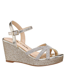 Load image into Gallery viewer, Nina Dalary Light Gold Crackle Platform Wedges