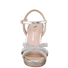 Load image into Gallery viewer, Nina Dalary Light Gold Crackle Platform Wedges