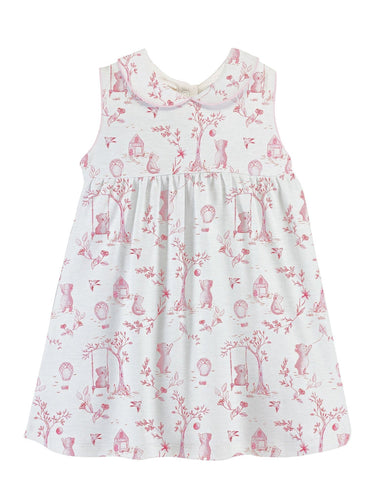 Toile De Jouy - Pink Dress With Round Collar