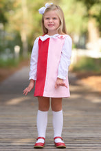 Load image into Gallery viewer, Katie Anne Colorblock Jumper Corduroy Richmond Red &amp; Palm Beach Pink