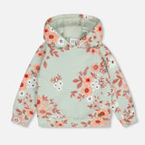 Frosty Green Printed Flowers French Terry Hoodie