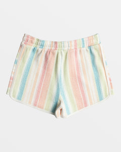 White Salty Stripe Feels Like Summer Elastic Waist Shorts