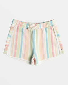 White Salty Stripe Feels Like Summer Elastic Waist Shorts