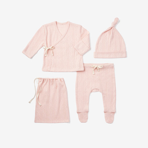 Pale Pink Pointelle Layette Gift Set