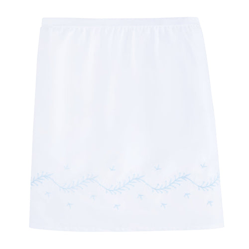 Embroidered Crib Skirt- Sky