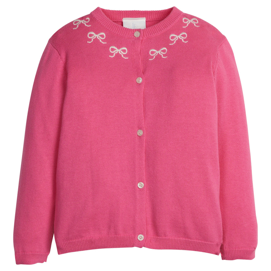Pink Bows Embroidered Essential Cardigan
