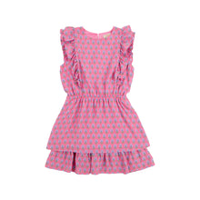 Load image into Gallery viewer, Emily Rives Ruffle Dress- Holly Hills Hand Block with Hamptons Hot Pink