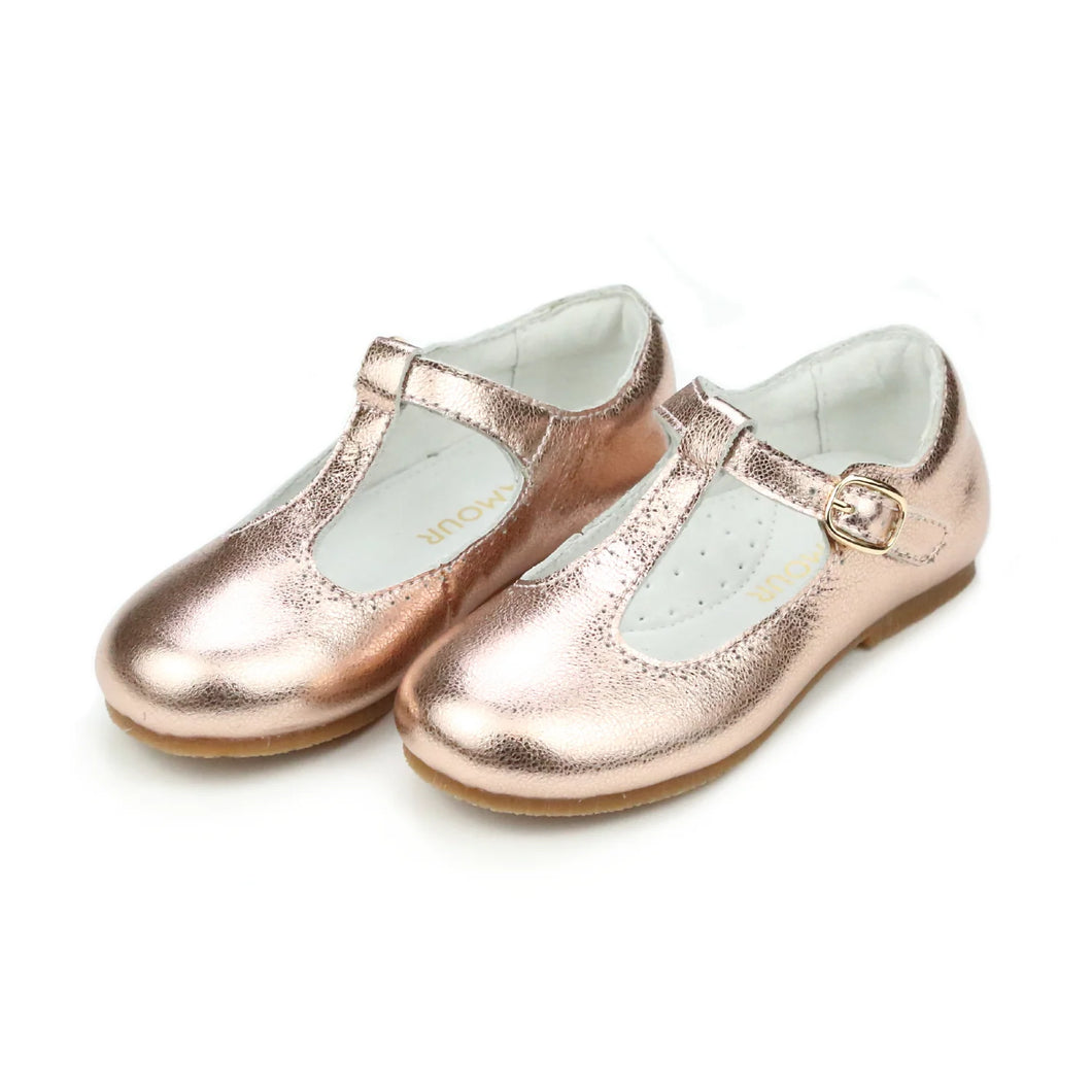 L'Amour Eleanor T-Strap Flat- Rosegold