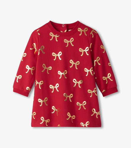 Bow-Foil Dress- Chex Red