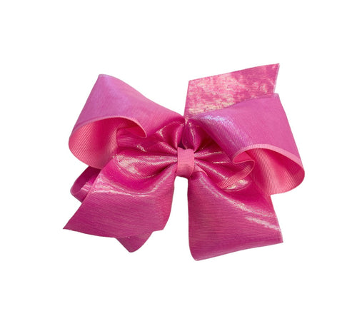 King Sheer Iridescent & Grosgrain Overlay Hair Bow