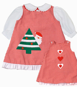 Red Reversible Santa & Hearts Jumper