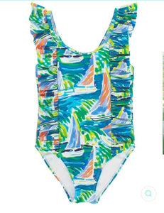 Sailboats Girls Spandex Swimsuit
