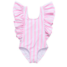 Load image into Gallery viewer, Pink Stripe Wide Frill Swimsuit