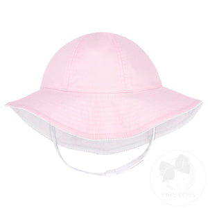 Pink Reversible Ruffle Brim Seersucker Sun Hat