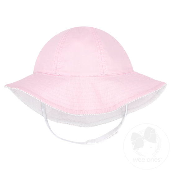 Pink Reversible Ruffle Brim Seersucker Sun Hat