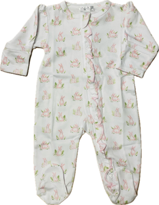 Bunny Footie w/ Zip PRT Pink w/ Ruffles