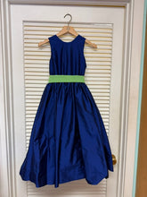 Load image into Gallery viewer, Royal Blue Sleeveless Dress with Green Sash