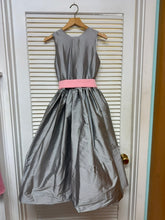 Load image into Gallery viewer, Silver Sleeveless Dress with Pink Sash