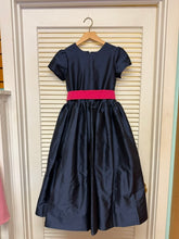 Load image into Gallery viewer, Navy Cap Sleeve Dress with Fuchsia Sash
