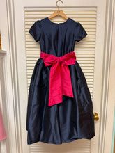 Load image into Gallery viewer, Navy Cap Sleeve Dress with Fuchsia Sash