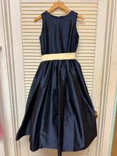Load image into Gallery viewer, Navy Sleeveless Dress with Ivory Sash