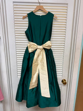 Load image into Gallery viewer, Hunter Green Sleeveless Dress with Ivory Sash
